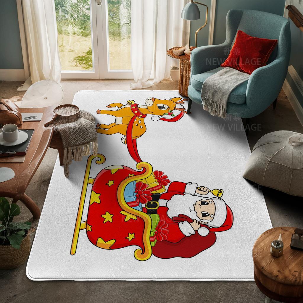 House Entrance Carpet Home Door Mat Living Room Bath Foot Bathroom Non-slip Water Absorption Rugs Bath Merry Christmas Winter