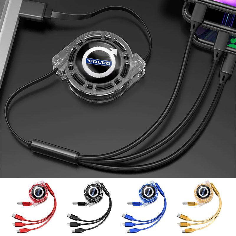 3-in-1 Micro-USB Typ-C Ladekabel für das Auto, Mehrfachladegerät für Volvo XC90 XC60 V50 S60 V70 V60 V40 S90 olestar AWD XC40 S80 T6 V90