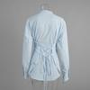 Women's  Fall New Pure Cotton Slim Tie Shirt, European & American Style Commuter Lace-Up Cardigan Top