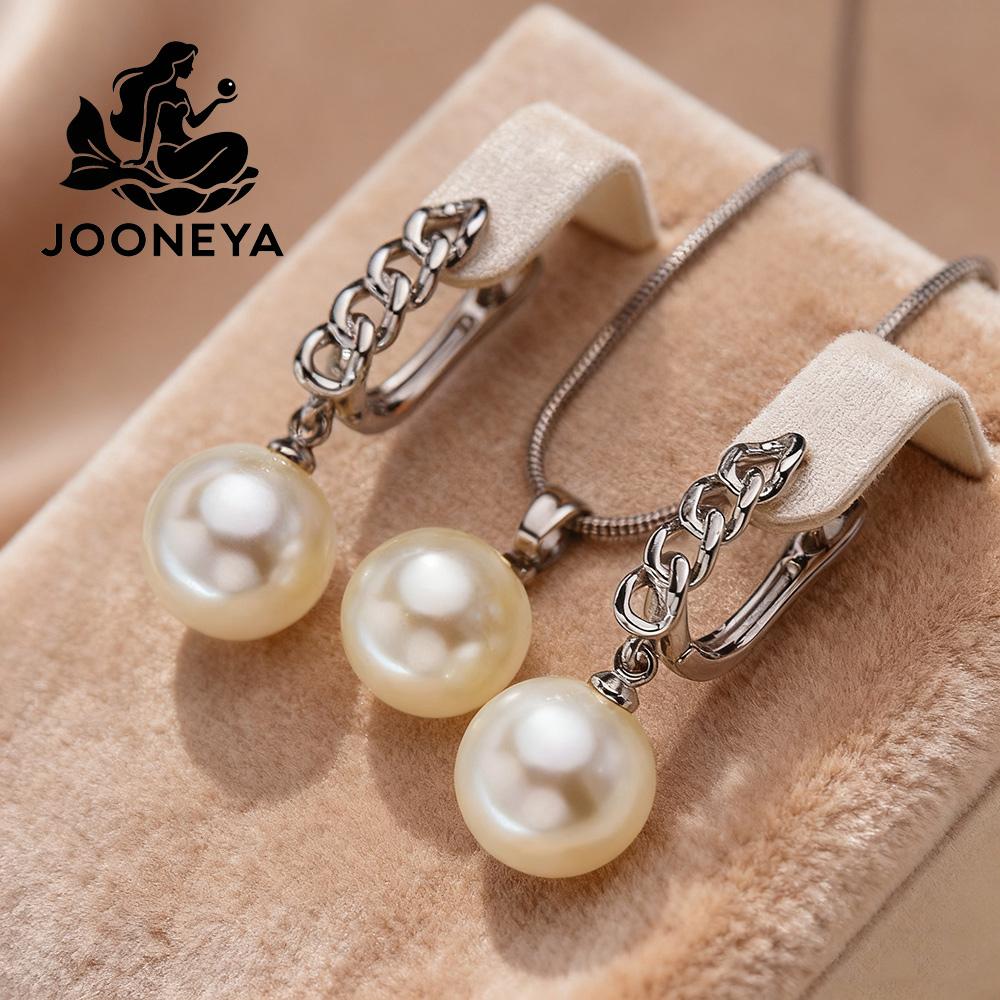 Imitation Pearl Necklaces Earrings Sets For Women Fashion Flower Cubic Zirconia Pendant with Chain Birhday Gift