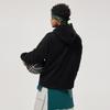 Li Ning Badfive Comfortable Casual Hooded Pullover Loose Fleece Letter Print Simple Sweatshirt Men sweatshirt Black AFDU495-1