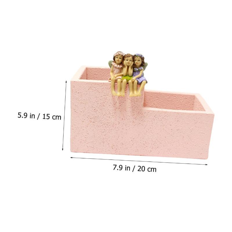 

Resin Plant Pot and Makeup Brush Holder Multi-functional Fairy Desk Organizer for Stationery Classroom and Home Decor