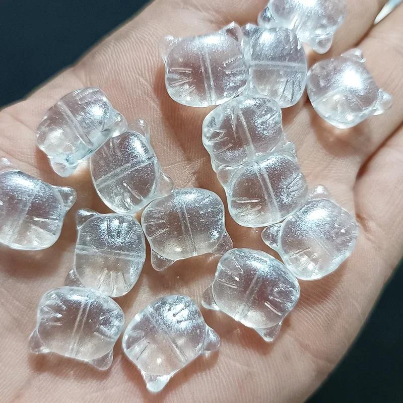 DW12 20 Stück Glas Kreativität Katzenkopf Perlen Niedlich Gerades Loch Lampwork Perle DIY Armbänder Halskette Ohrring DIY Zubehör