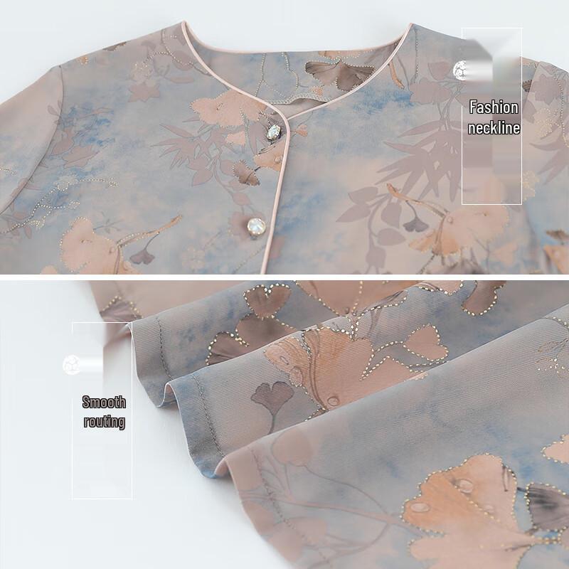 Elderly Women's Breathable Short-Sleeve Shirt Set