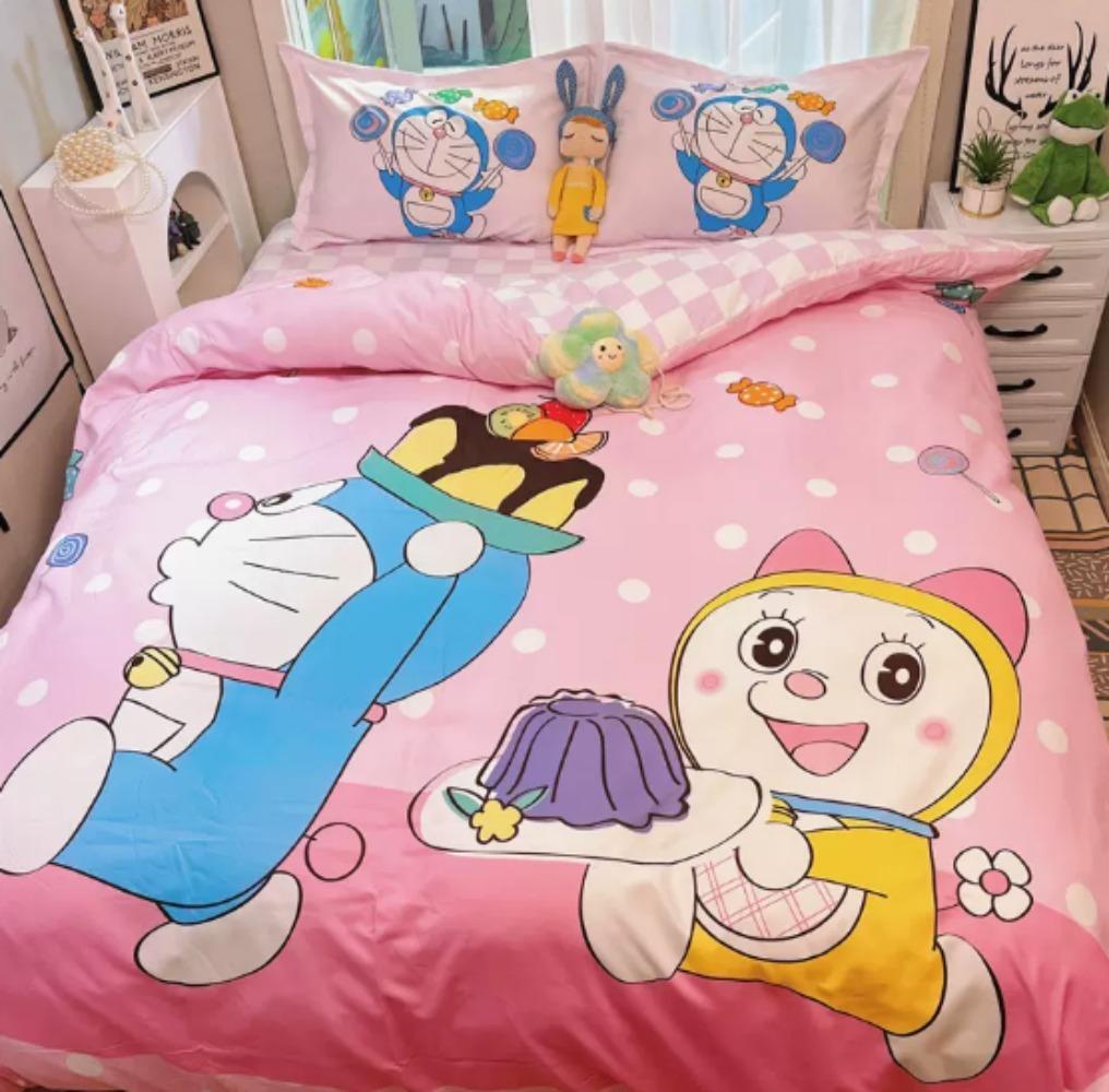 Blue robotic cat bedroom set,Children'sGift Teenagers adulte Microfibre double bed 2/3 pieceDuvet Coverwith Zip Room Decor