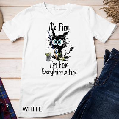 It's Fine I'm Fine Everything Is Fine Funny Fishing Cat Unisex T-shirt