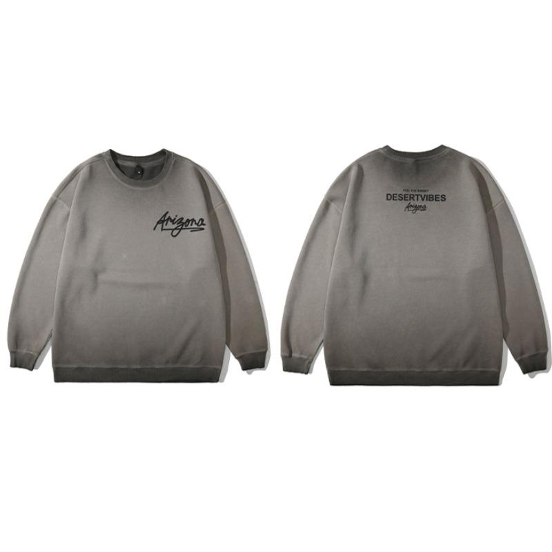 Pánské tričko s tlustým kulatým výstřihem s potiskem ve stylu American Vintage--Lehké a nemačkavé, všestranný dojíždějící svetr s dlouhým rukávem