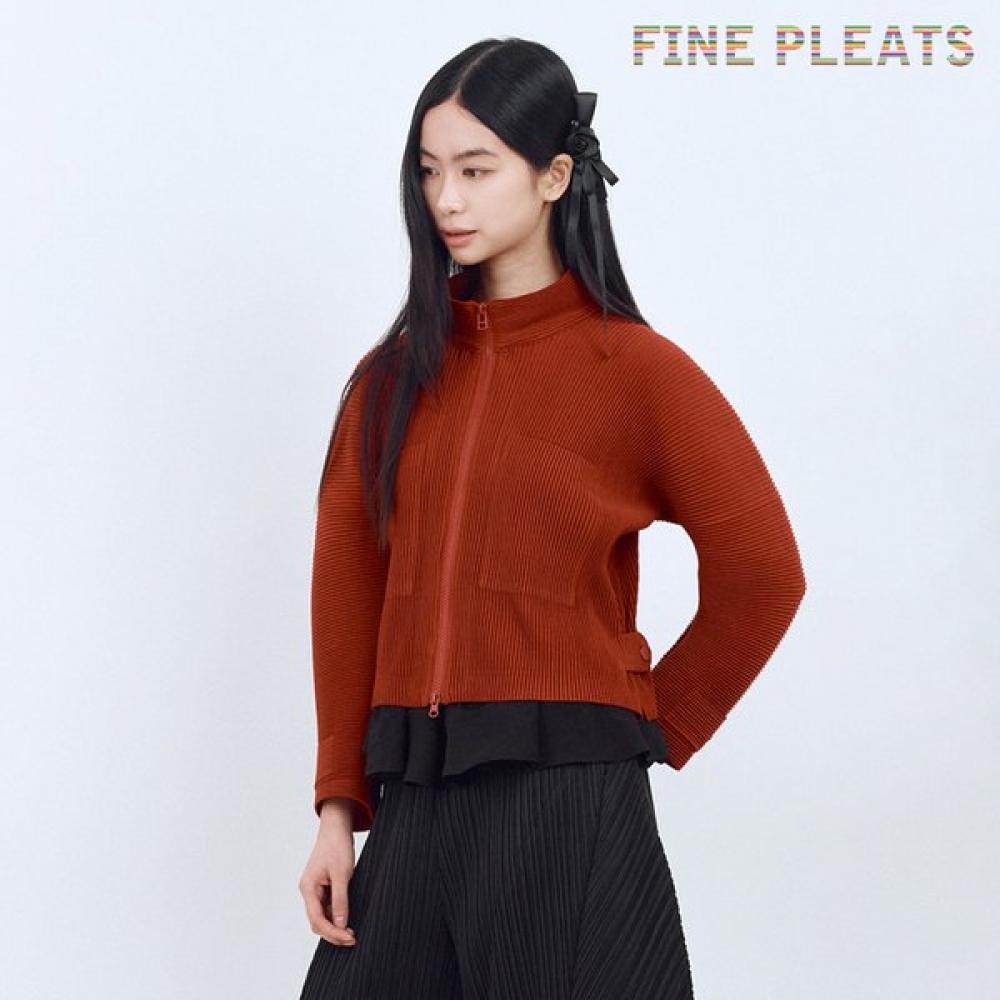 Fine Pleats Zip Up Jumper Red FREE