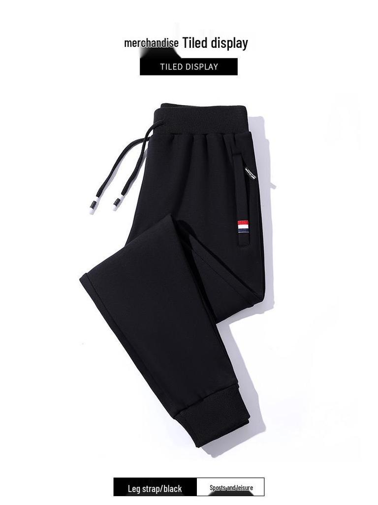 Herre Fleeceforede Vinterjoggebukser - Lammeull Pluss Størrelse, Løs Passform, Casual Bukser med Rette Ben