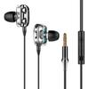 A4 Wired Earphone Dual Driver 3.5mm Port Bass Stereo In Ear Sports Waterproof EarphoneFour Loudspeaker Version  Black