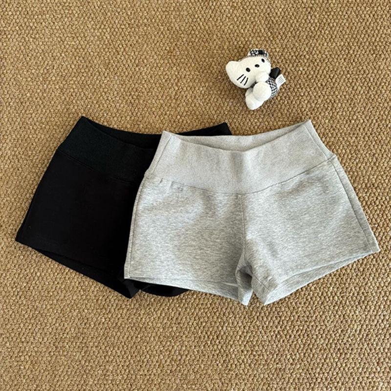 

Women s High-Waist Gray A-Line Slim Fit Casual Summer Shorts S fits up to 90 kg светло-серый