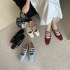 Fashion Bailamos Spring New Women Flats Ladies Elegant Flat Mary Jane Shoes Fashion Round Toe Shallow Shoes Outdoor Dress Ballet Shoes M