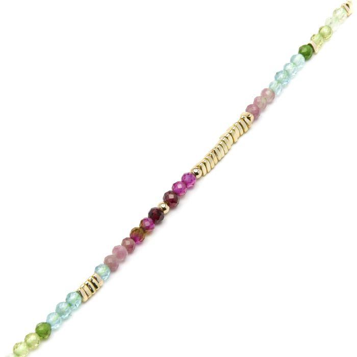 Bracelet - LUXENTER - Ane - Argent 925 - Or jaune 18k - Cristal multicolore