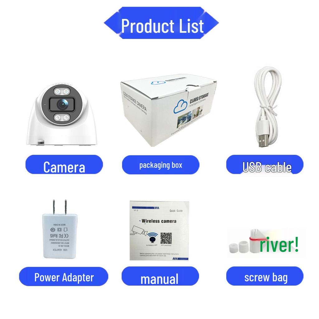 Dual-Light WiFi Wireless Dome Camera with HD Wide-Angle for Indoor Surveillance