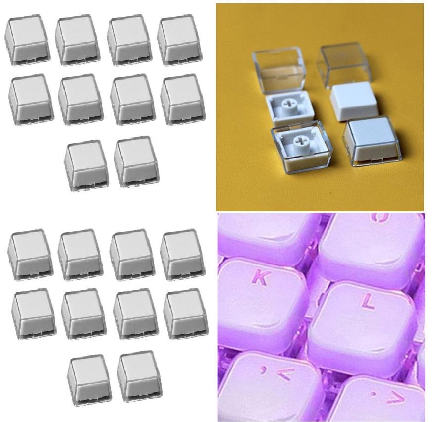 10 stuks/partij Transparante Keycaps Dubbellaagse Keycaps Verwijderbare Paperclips Custom MX Switch Herlabelbare Keycap Shell Bescherming