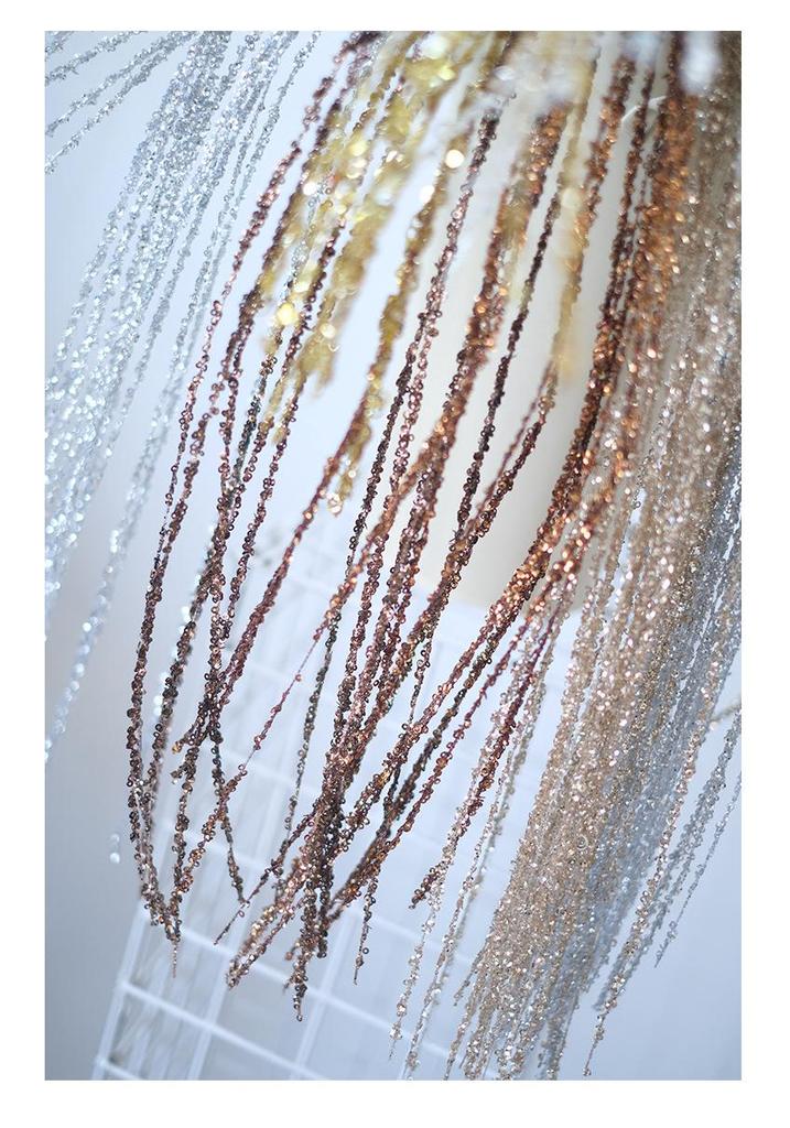 BG Design Christmas & New Year Glitter Sequin Floral Picks - Silver, Champagne, Brown