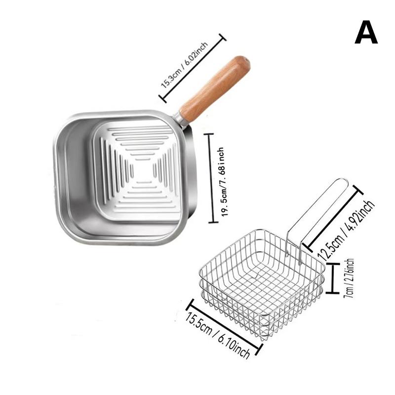 Deep Fryer Pot Stainless Steel Frying Pan Oil Saving Square Deep Frying Pan With Basket And Handle Versatile Deep Fryer With Lid