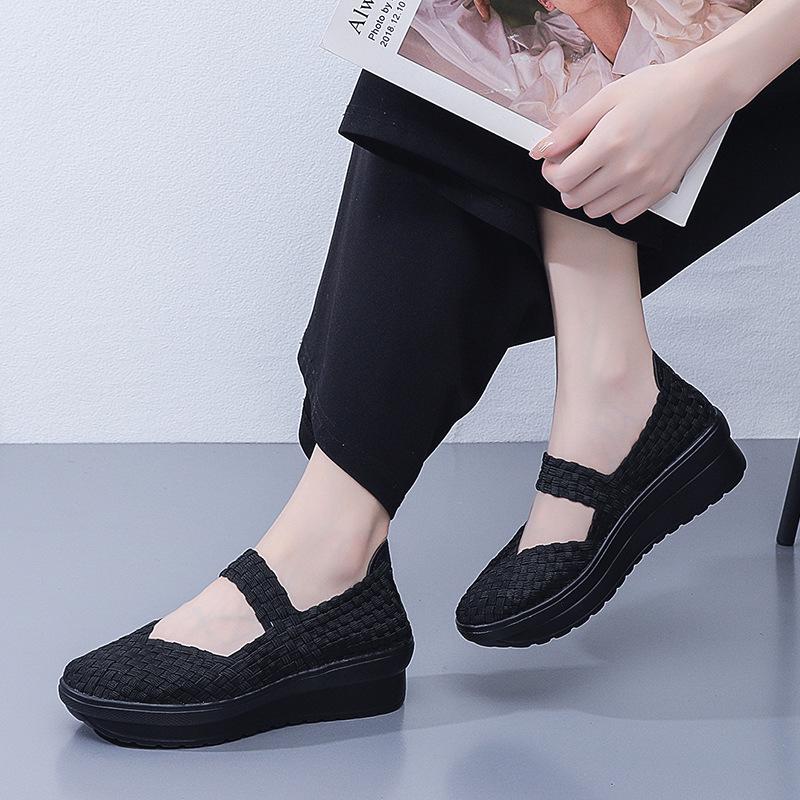 2022 Summer Women's Breathable Elastic Band Hand-Woven Casual Sports Flats