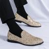 Men’s Loafers Dress Shoes Silver Party Nightclub Smoking Shoes Men Gold Retro Tuxedo Wedding Blazers Saddle Shoes Large Size