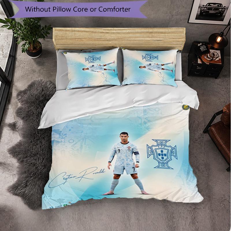 Set Lenzuola 3 Pezzi con Fantasia Cristiano Ronaldo Morbida Microfibra Copripiumino con Federe per Camera da Letto