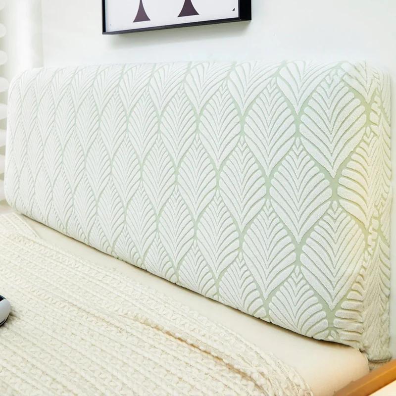 

1 шт. Чехол на изголовье кровати жаккардовый всеобъемлющий однотонный с рисунком листьев накидка на спинку кровати для спальни L120cm H50-60cm S