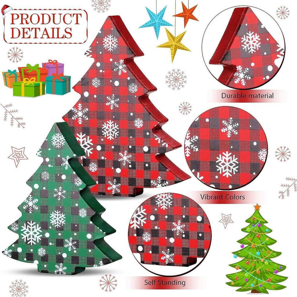Christmas Tree Decor Tabletop 3 Pieces Festive Decoration Holiday Desktop Ornament For Home Office Living Room Bedroom Mantel