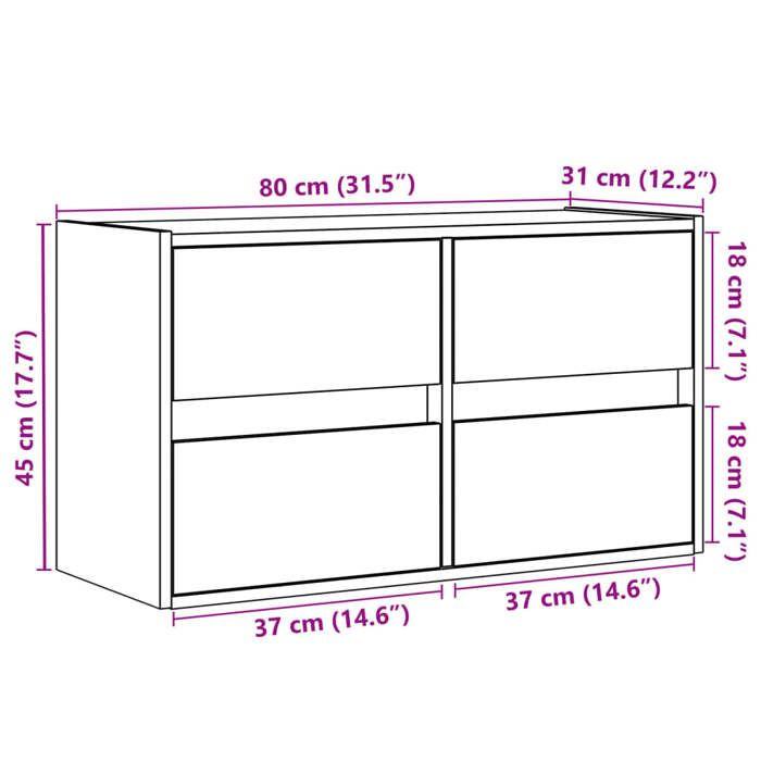 VidaXL Wall-mounted TV Cabinet with LED Lights Black 80x31x35 Cm, Wall-mounted TV Unit, Floating TV Unit, Wall-mounted TV Stand, 852286