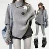 Star Wrap Sweater Tweed Women Turtleneck Batwing Knit Shawl Grunge Acubi Fashion