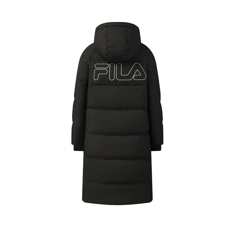 Fila Original Waterproof Duck Down Long Casual Warm Hooded Down Jacket Women Outerwear F51W549908F-BK
