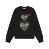 Relaxed Fit Cotton Sweatshirt With Heart Print Long Sleeve Crew Neck Fleece Lined Unisex Winter Casual Top