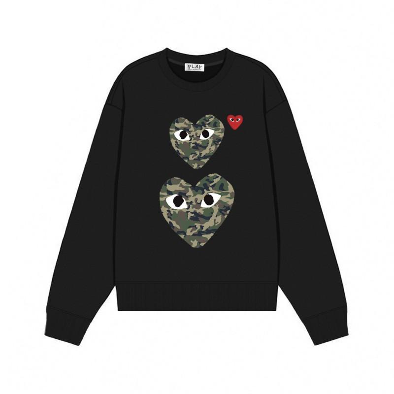 Relaxed Fit Cotton Sweatshirt With Heart Print Long Sleeve Crew Neck Fleece Lined Unisex Winter Casual Top