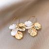 Monet garden oil painting style love flower pearl earrings fashion temperament stud earrings French sweet small fresh earrings