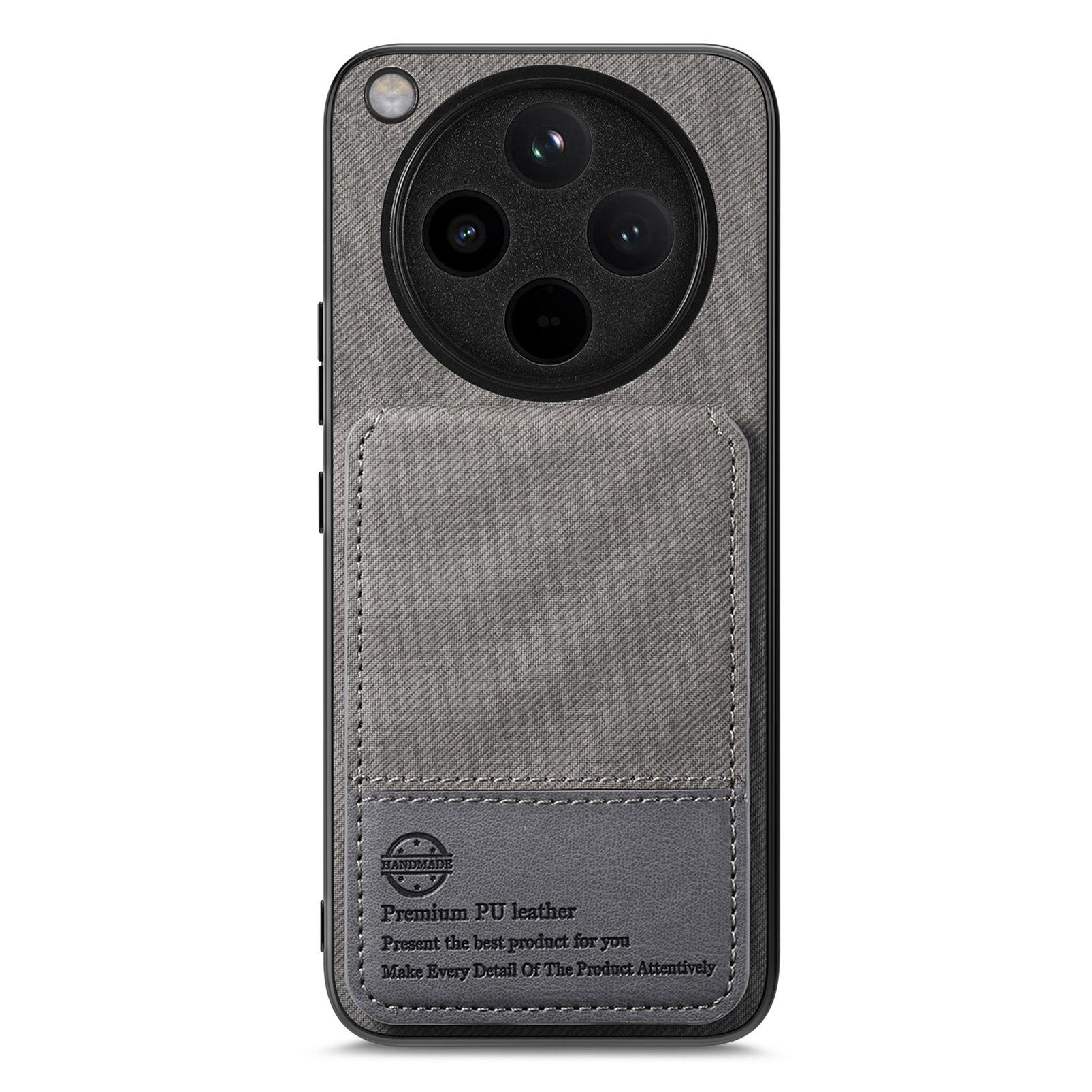 

For Oppo Find X8 5G Case Cloth Texture Leather+PC+TPU RFID Blocking Phone Cover with Card Holder Grey