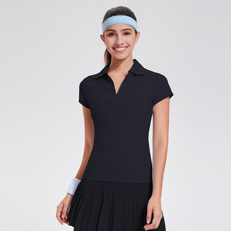 Cai Jue Women's Quick-Dry Polo Shirt - Short Sleeve, Cool Turn-Down Collar for Sports, Badminton, Tennis