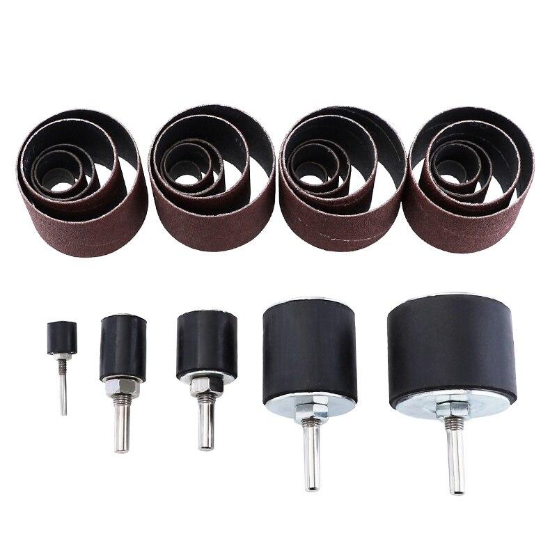 Tambur de șlefuit cu carcasă 20 buc/25 buc Curele de șlefuit #80 #120 Hârtie abrazivă pentru gravare Instrument rotativ de lustruit