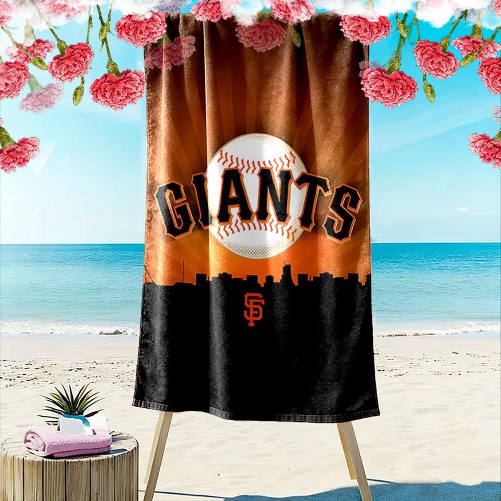 "Giants Baseball Skyline Design" Patterned beach towel quick dry perfect for travel outdoor sports jogging the beach and swimming