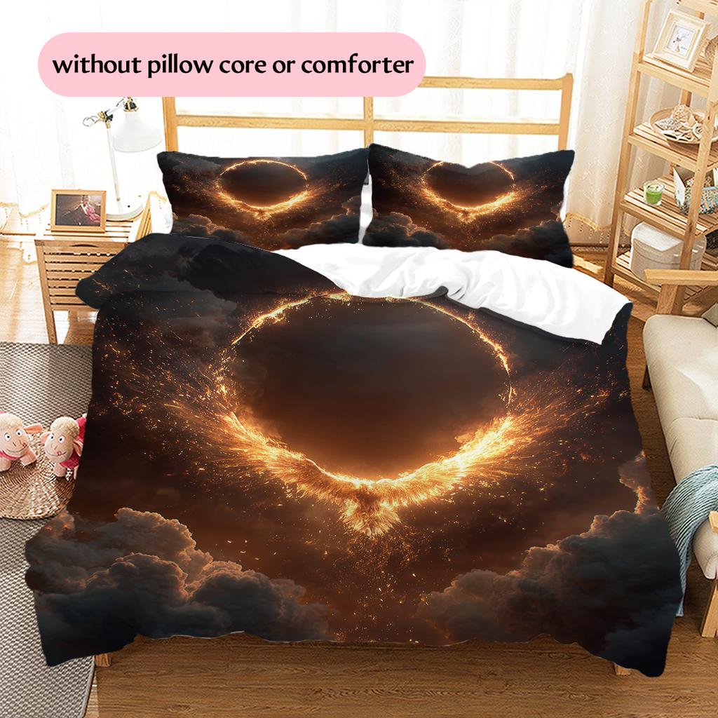 Flame Phoenix  Pattern Bedding Quilt Set Quilt Cover Pillowcase Home Decoration  Gift (1 * duvet cover + 2 * pillowcase, without core)