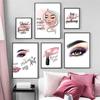 Fashion Women Make Up Wall Art Poster and Prints Nail Rouge Lips Modern Canvas Painting Pink Picture Decoration Office Gift Art