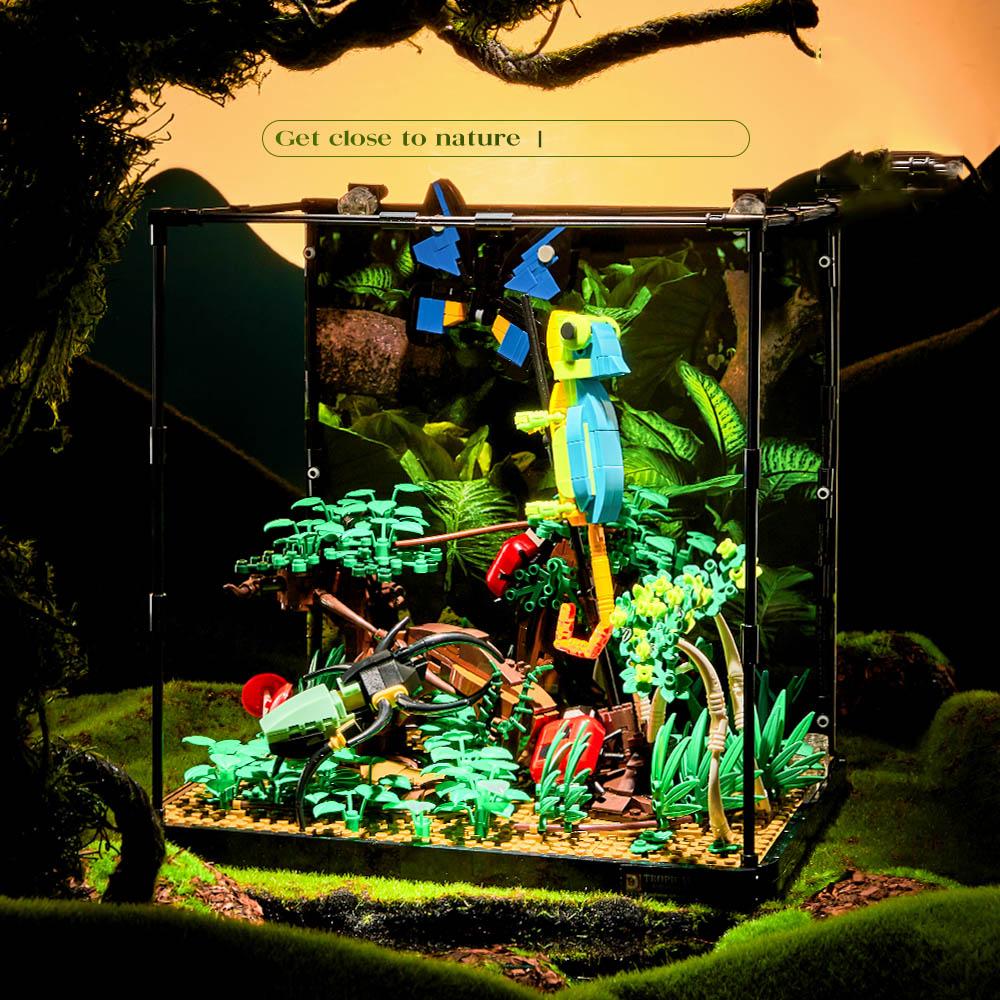 1358PCS Tropical Rain Forest Butterfly Chameleon Building Blocks Creative Collection Construction Bricks Toys Gifts For Kids