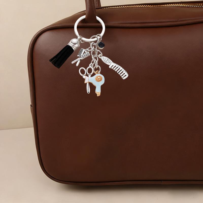 Cute Comb Scissors Hair Dryer Car Key Chain Barber Hairdressers Hair Stylist Keychain Pendant For Backpack Purse