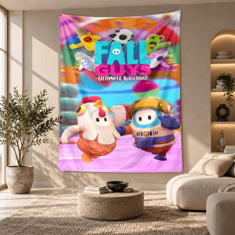 Decorative Tapestry,Fall Guys Printed Wall Art, Lightweight Wall Hanging For Bedroom Background