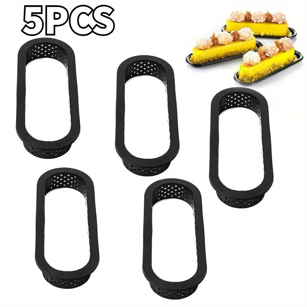 Plastic Perforated Tart Ring Circle DIY Cake Mold Egg Tart Mold Mousse Circle Ring Dessert Bakeware Cutter Cake Decorating Tool