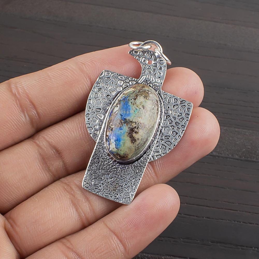 Natural Australian Azurite Gemstone 925 Sterling Silver Jewelry  Pendant 2  AJP-2267