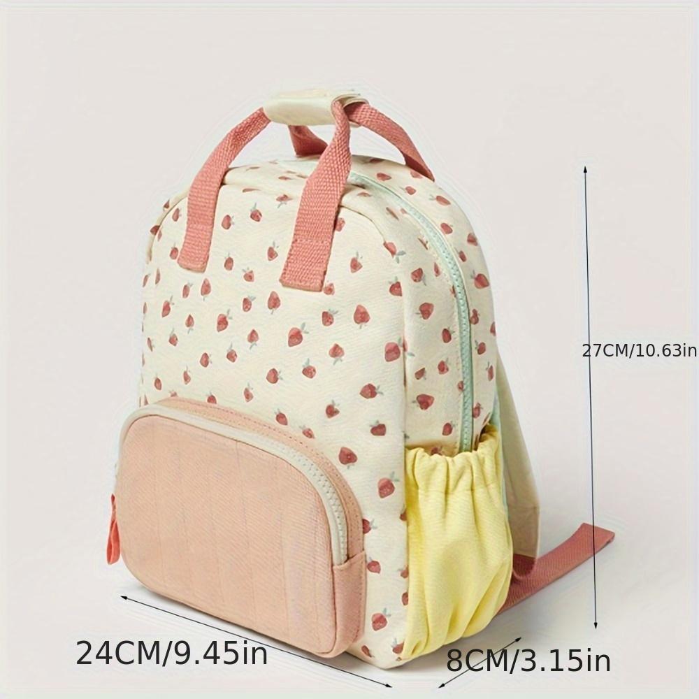 Dopamine-Boosting Mixed Color 1pc Personalized Backpack - Embroidered Name, Strawberry Design, Zipper Closure, Polyester Lining, Hand Washable