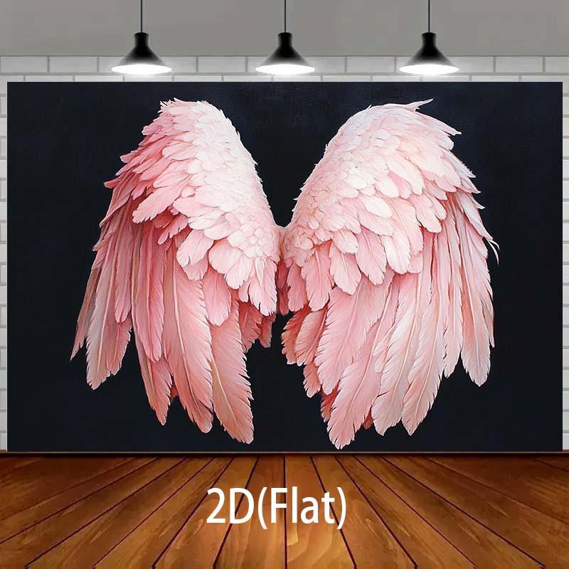 1pc Pink Feather Angel Wings Photography Background - Elegant Wing-themed Background Cloth