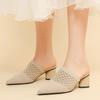 Dámské Velké Velikosti Jarní Špičaté Špičky Tlustý Vysoký Podpatek Pantofle Boty Ležérní Prodyšné Jednobarevné Pletené Sandály Boty 34-43