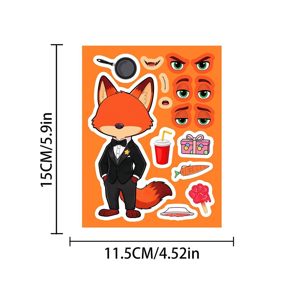 8/16sheets Anime Zootopia 2 Puzzle Stickers Cartoon Make a Face Decals Assemble Jigsaw Education Toy Decoration Sticker