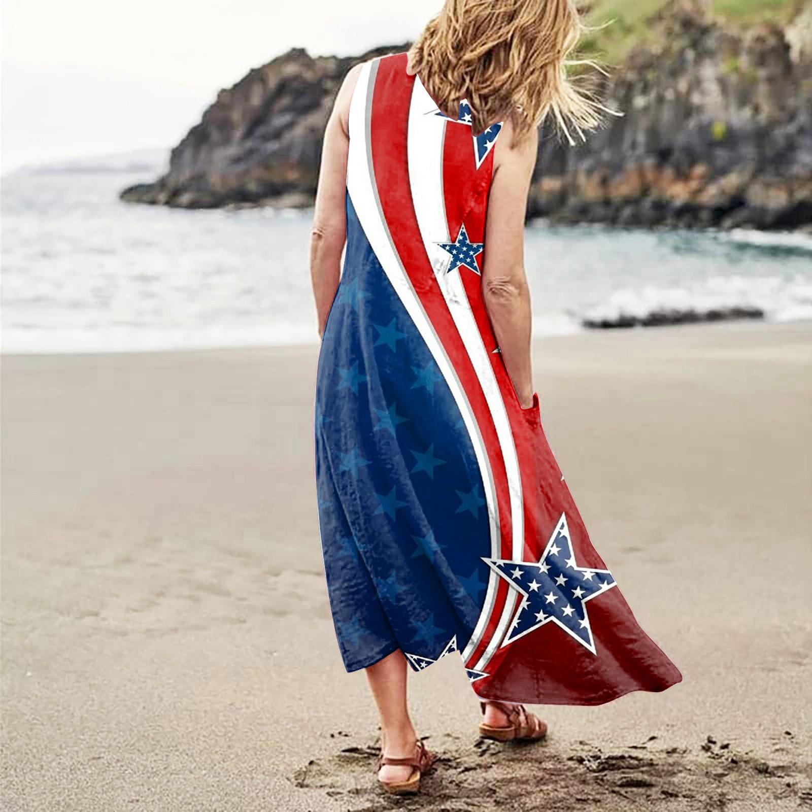 Женское повседневное удобное хлопковое платье с карманами без рукавов и принтом ко — фото 5