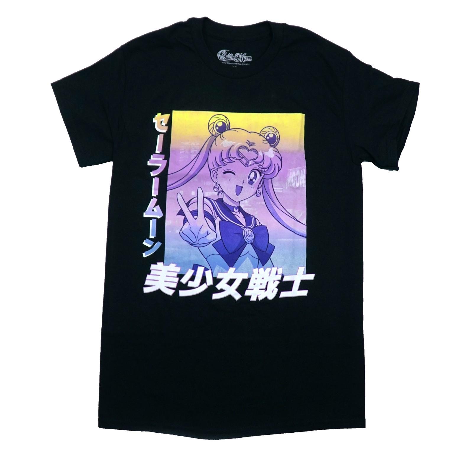 Sailor Moon Mens T-Shirt - Winking Peace Sign Kanji Color Wave XXXL