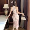 Velvet Spicy Girl Slim Sleeveless Qipao Dress